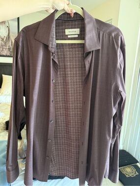 Bugatchi Men's Button-Down Shirt in Plum Brown